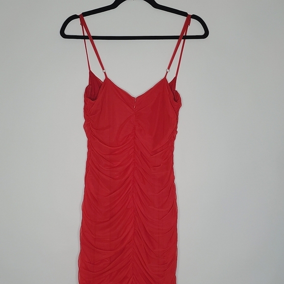 Babyboo Rochelle Maxi Dress L Red Mesh Bodycon Plunge Neckline NEW Vixen Party - Picture 7 of 15